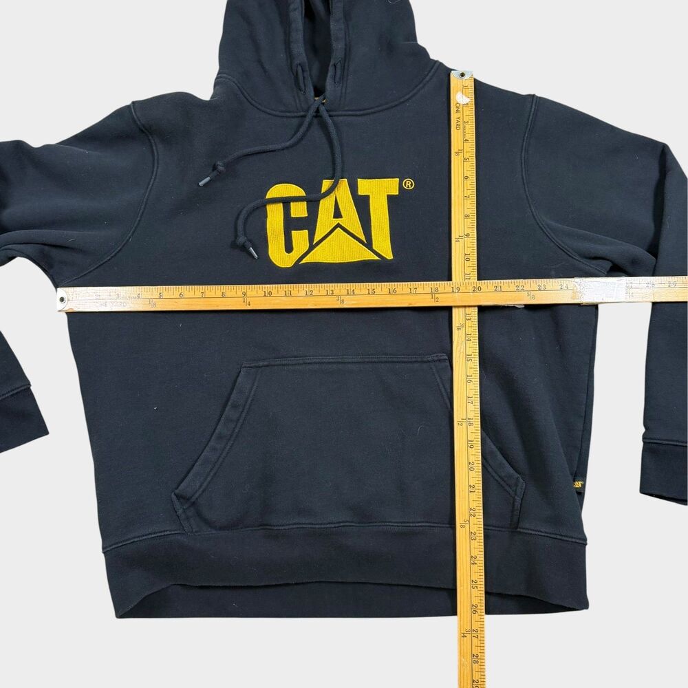 Caterpillar CAT Hoodie Men XL Black Yellow Embroidered Logo Workwear Sweatshirt - Picture 11 of 11